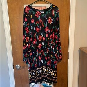 Loft black/floral long sleeve dress.
